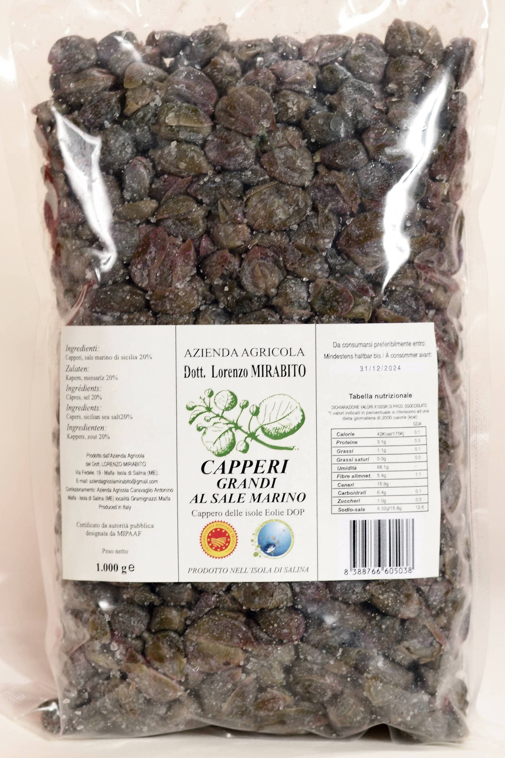 Capperi Grandi Dop Sottosale Di Salina in 3 Buste Da 1 Kg cadauna Azienda Agricola Dott. Lorenzo Mirabito in Capperi Azienda Agricola Mirabito - Salina, commercioVirtuoso.it