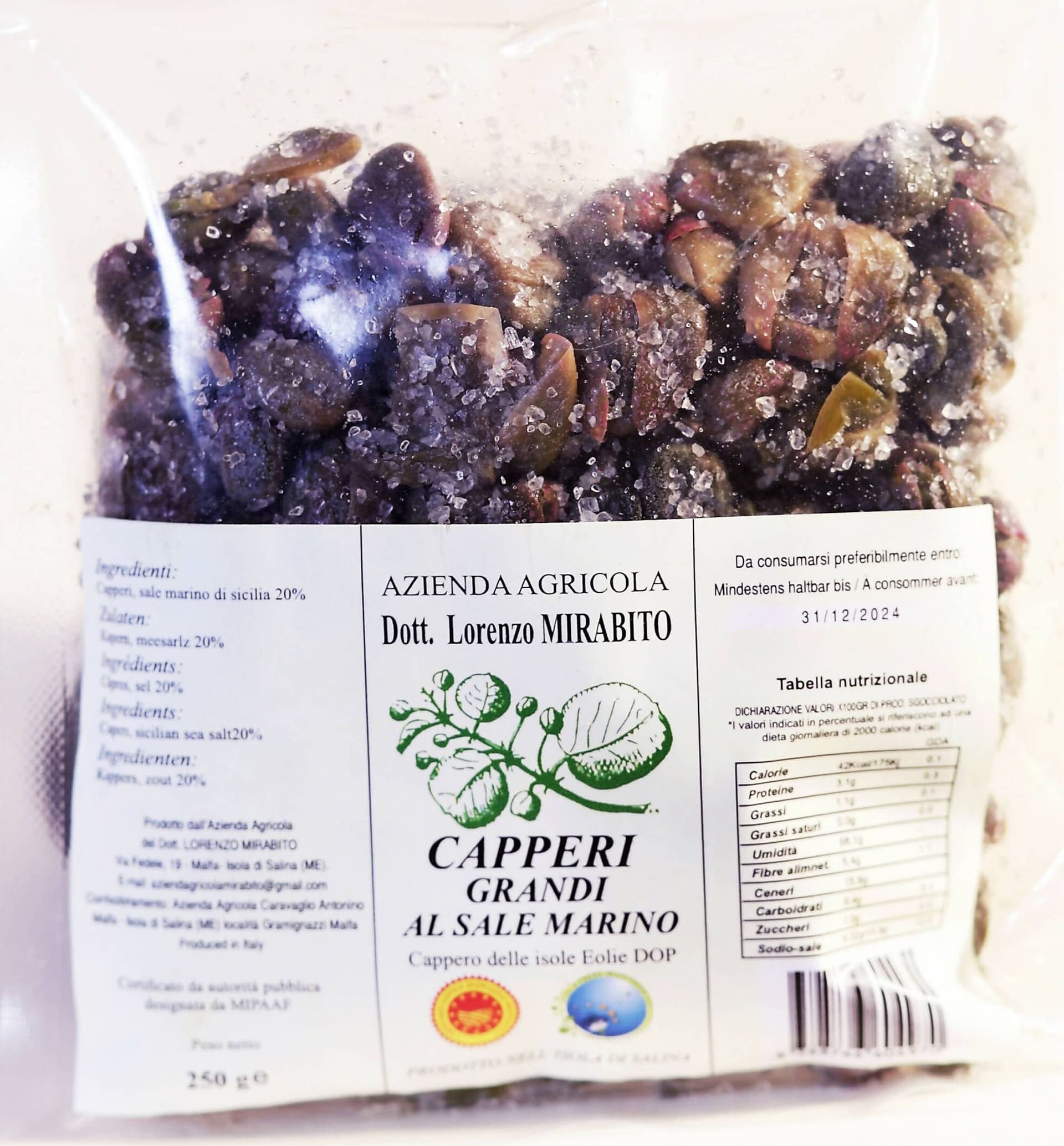 Capperi Grandi Dop Sottosale Di Salina In 3 Buste da 250g cadauna Azienda Agricola Dott. Lorenzo Mirabito in Capperi Azienda Agricola Mirabito - Salina, commercioVirtuoso.it