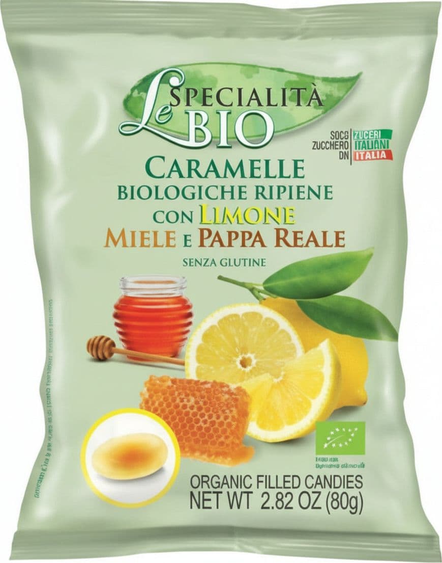 Caramelle biologiche con limone, miele e pappa reale 80g