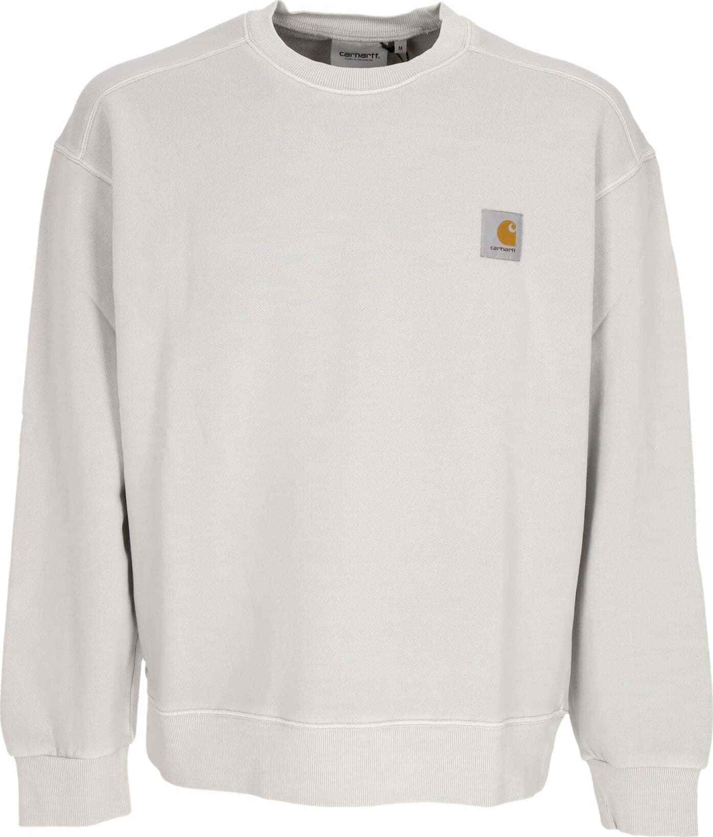 CARHARTT-WIP-Felpa-Leggera-Girocollo-Uomo-Nelson-Sweat-Sonic-Silver-Garment-Dyed-da-uomo