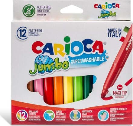 CARIOCA-Pennarelli-disegno-12-pz-JUMBO-colori-assortiti