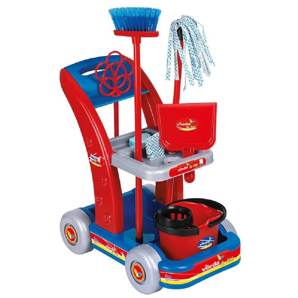 Carrello-Delle-Pulizie-Giocattolo-Con-Mocio-Secchio-Accessori-Per-Bambini-Giochi