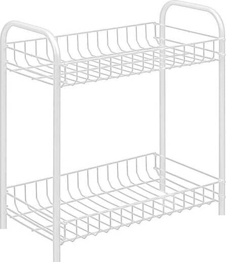 CARRELLO PORTAOGGETTI PORTA OGGETTI 2 RIPIANI BIANCO PER CUCINA BAGNO 36x20x30cm