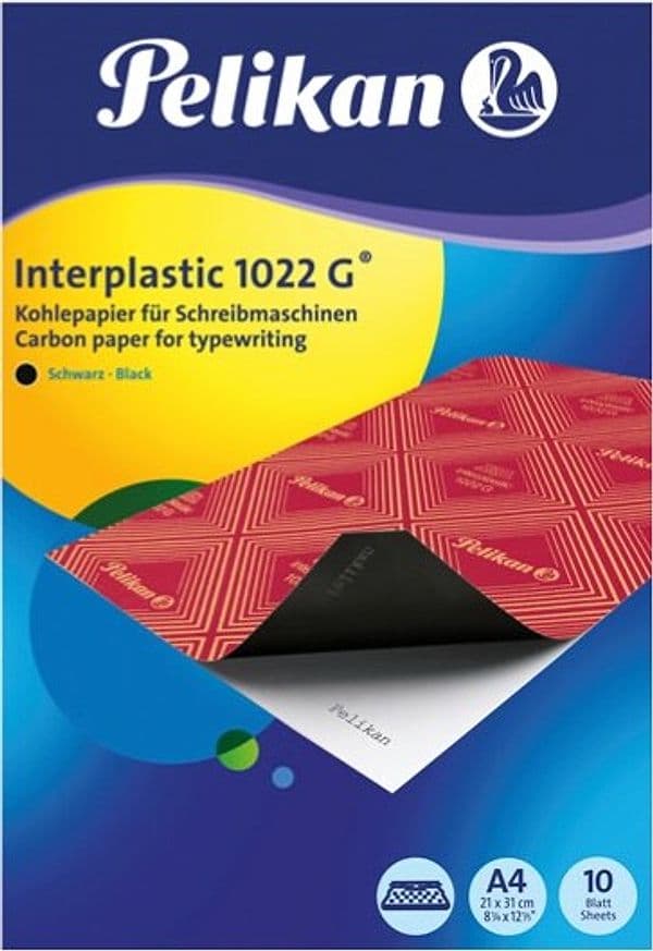 Carta carbone Interplastic 1022G - 21x31 cm - nero - Pelikan - conf. 10 fogli Cancelleria e prodotti per ufficio/Carta blocchi e quaderni/Carta/Carta carbone Eurocartuccia - Pavullo, Commerciovirtuoso.it