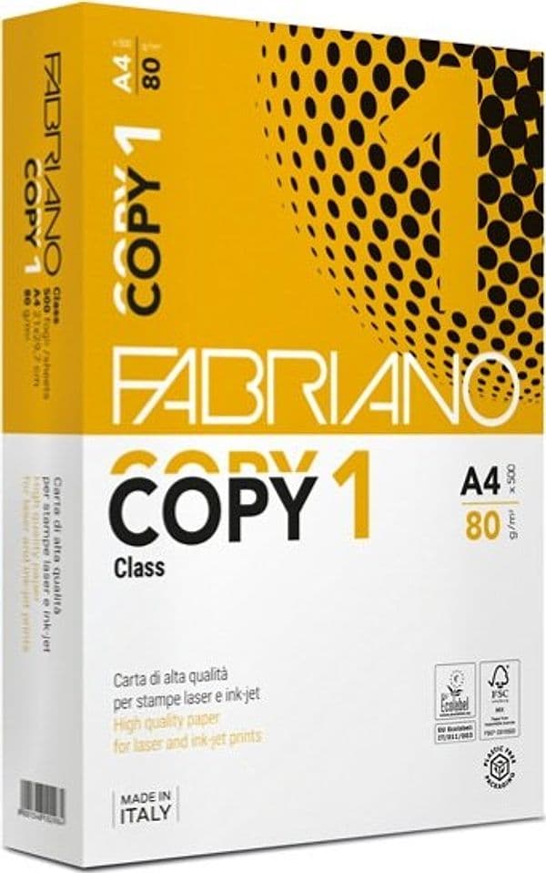 Carta copy1 class - A4 - 80 gr - bianco - Fabriano - conf. 500 fogli Cancelleria e prodotti per ufficio/Carta blocchi e quaderni/Carta/Carta per fotocopiatrici e stampanti/Carta per fotocopiatrice e multiuso Eurocartuccia - Pavullo, Commerciovirtuoso.it