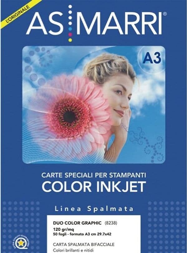 Carta Duo color Graphic - inkjet - A3 - 120 gr - 50 fogli - effetto opaco fronte-retro - bianco - As Marri Cancelleria e prodotti per ufficio/Carta blocchi e quaderni/Carta/Carta per fotocopiatrici e stampanti/Carta per fotocopiatrice e multiuso Eurocartuccia - Pavullo, Commerciovirtuoso.it