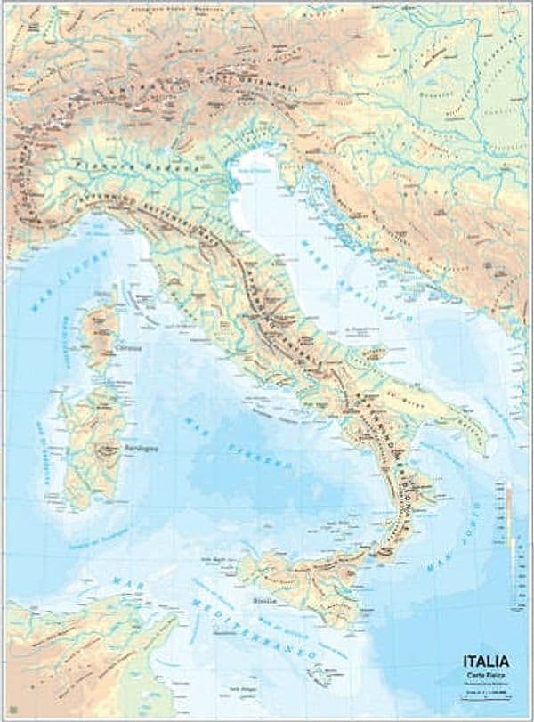 Carta geografica Italia - scolastica - murale - Belletti Cancelleria e prodotti per ufficio/Scuola e materiale didattico/Materiale didattico/Geografia/Mappe Eurocartuccia - Pavullo, Commerciovirtuoso.it