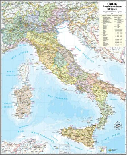 Carta geografica Italia amministrativa e stradale - murale - 67x85 cm - Belletti Cancelleria e prodotti per ufficio/Scuola e materiale didattico/Materiale didattico/Geografia/Mappe Eurocartuccia - Pavullo, Commerciovirtuoso.it