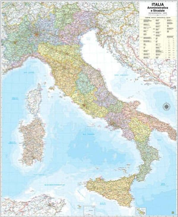 Carta geografica Italia amministrativa e stradale - murale - 97 x 122 cm - Belletti Cancelleria e prodotti per ufficio/Scuola e materiale didattico/Materiale didattico/Geografia/Mappe Eurocartuccia - Pavullo, Commerciovirtuoso.it