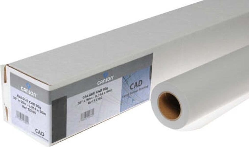 Carta Inkjet plotter - 914 mm (36'') x 50 mt - 90-95 gr - lucida cad - Canson Cancelleria e prodotti per ufficio/Carta blocchi e quaderni/Carta/Carta per fotocopiatrici e stampanti/Carta per fotocopiatrice e multiuso Eurocartuccia - Pavullo, Commerciovirtuoso.it