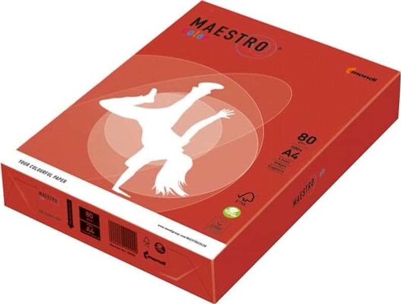 Carta Maestro Color - A4 - 80 gr - rosso forte CO44 - Mondi - conf. 500 fogli Casa e cucina/Hobby creativi/Carta e lavorazione della carta/Carta/Carta decorativa Eurocartuccia - Pavullo, Commerciovirtuoso.it