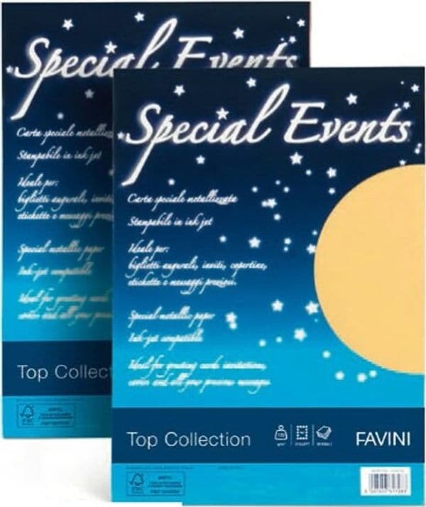 Carta metallizzata Special Events - A4 - 120 gr - sabbia - Favini - conf. 20 fogli Casa e cucina/Hobby creativi/Carta e lavorazione della carta/Carta/Carta decorativa Eurocartuccia - Pavullo, Commerciovirtuoso.it