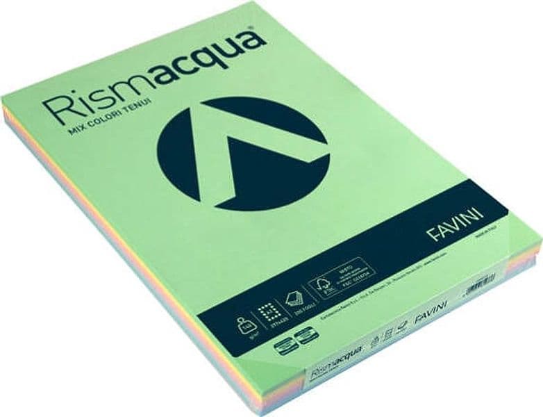 Carta Rismacqua - A3 - 140 gr - mix 5 colori - Favini - conf. 200 fogli Casa e cucina/Hobby creativi/Carta e lavorazione della carta/Carta/Carta decorativa Eurocartuccia - Pavullo, Commerciovirtuoso.it