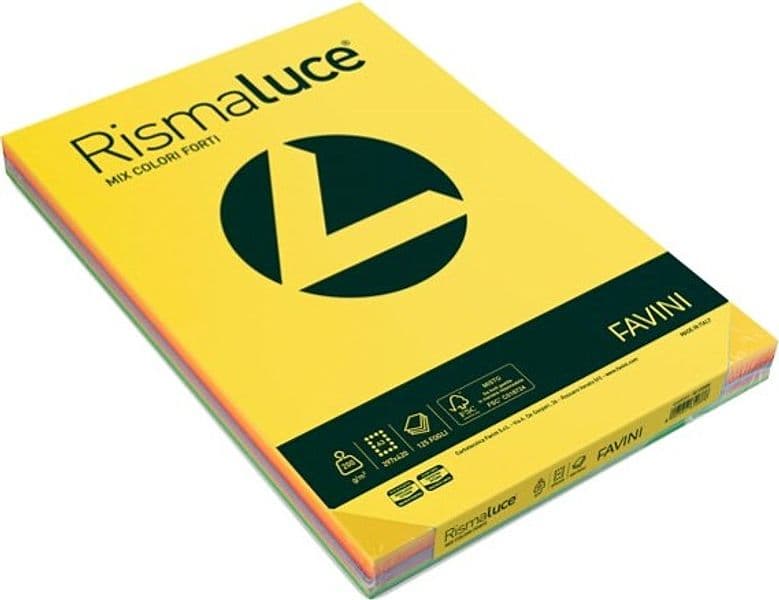 Carta Rismaluce - A3 - 200 gr - mix 8 colori - Favini - conf. 125 fogli Casa e cucina/Hobby creativi/Carta e lavorazione della carta/Carta/Carta decorativa Eurocartuccia - Pavullo, Commerciovirtuoso.it