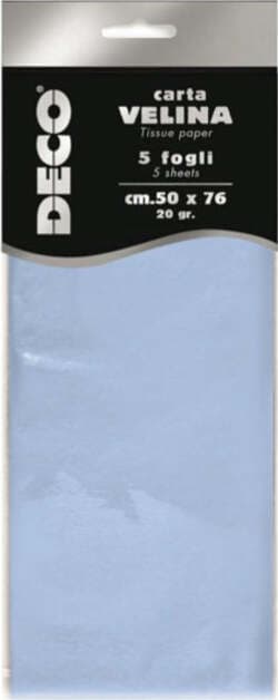 Carta velina - 20 gr - 50 x 76 cm - azzurro baby - Deco - busta 5 fogli Casa e cucina/Hobby creativi/Carta e lavorazione della carta/Carta/Carta crespa Eurocartuccia - Pavullo, Commerciovirtuoso.it