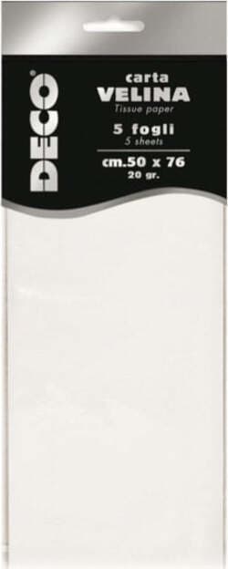 Carta velina - 20 gr - 50 x 76 cm - bianco - Deco - busta 5 fogli Casa e cucina/Hobby creativi/Carta e lavorazione della carta/Carta/Carta crespa Eurocartuccia - Pavullo, Commerciovirtuoso.it