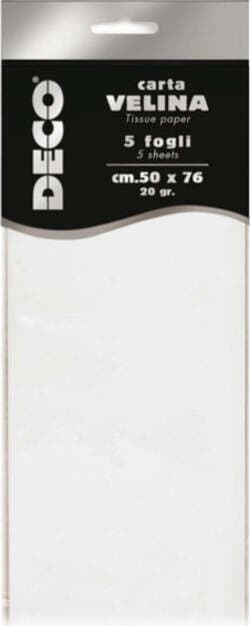 Carta velina - 20 gr - 50 x 76 cm - bianco perlescente - Deco - busta 5 fogli Casa e cucina/Hobby creativi/Carta e lavorazione della carta/Carta/Carta crespa Eurocartuccia - Pavullo, Commerciovirtuoso.it