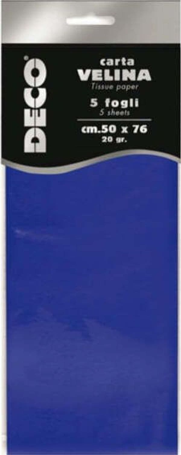 Carta velina - 20 gr - 50 x 76 cm - blu - Deco - busta 5 fogli Casa e cucina/Hobby creativi/Carta e lavorazione della carta/Carta/Carta crespa Eurocartuccia - Pavullo, Commerciovirtuoso.it