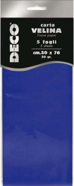 Carta velina - 20 gr - 50 x 76 cm - blu - Deco - busta 5 fogli Casa e cucina/Hobby creativi/Carta e lavorazione della carta/Carta/Carta crespa Eurocartuccia - Pavullo, Commerciovirtuoso.it