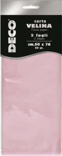 Carta velina - 20 gr - 50 x 76 cm - rosa - Deco - busta 5 fogli Casa e cucina/Hobby creativi/Carta e lavorazione della carta/Carta/Carta crespa Eurocartuccia - Pavullo, Commerciovirtuoso.it