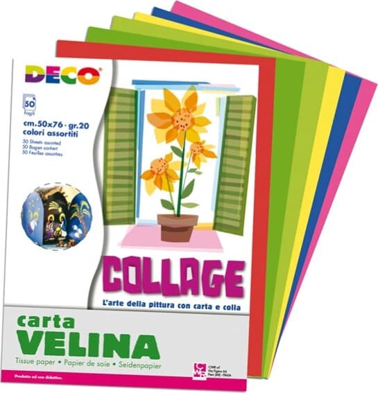 Carta velina - 50 x 76 cm - 10 colori assortiti - Deco - busta 50 fogli Casa e cucina/Hobby creativi/Carta e lavorazione della carta/Carta/Carta crespa Eurocartuccia - Pavullo, Commerciovirtuoso.it