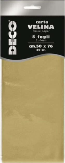 Carta velina metallizzata - 20 gr - 50x76 cm - oro - DECO - busta 5 fogli Casa e cucina/Hobby creativi/Carta e lavorazione della carta/Carta/Carta crespa Eurocartuccia - Pavullo, Commerciovirtuoso.it