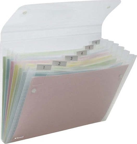 Cartella a soffietto Ice - 6 tasche - 22x30 cm - trasparente - Rexel Cancelleria e prodotti per ufficio/Archivio ufficio e accessori per scrivania/Archivio ufficio/Cartelle/Cartelle portadocumenti Eurocartuccia - Pavullo, Commerciovirtuoso.it