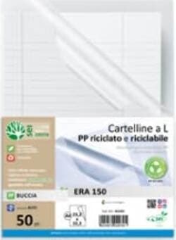 Cartellina a L Era 150 - A4 - PP riciclato - buccia - Sei rota - conf. 50 pezzi Cancelleria e prodotti per ufficio/Archivio ufficio e accessori per scrivania/Archivio ufficio/Cartelle/Cartelle portadocumenti Eurocartuccia - Pavullo, Commerciovirtuoso.it