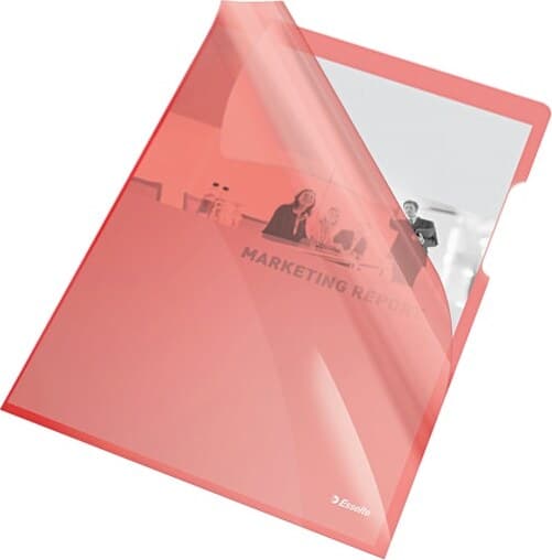 Cartelline a L - PVC - liscio - 21x29 7 cm - rosso cristallo - Esselte - conf. 25 pezzi Cancelleria e prodotti per ufficio/Archivio ufficio e accessori per scrivania/Archivio ufficio/Cartelle/Cartelle portadocumenti Eurocartuccia - Pavullo, Commerciovirtuoso.it