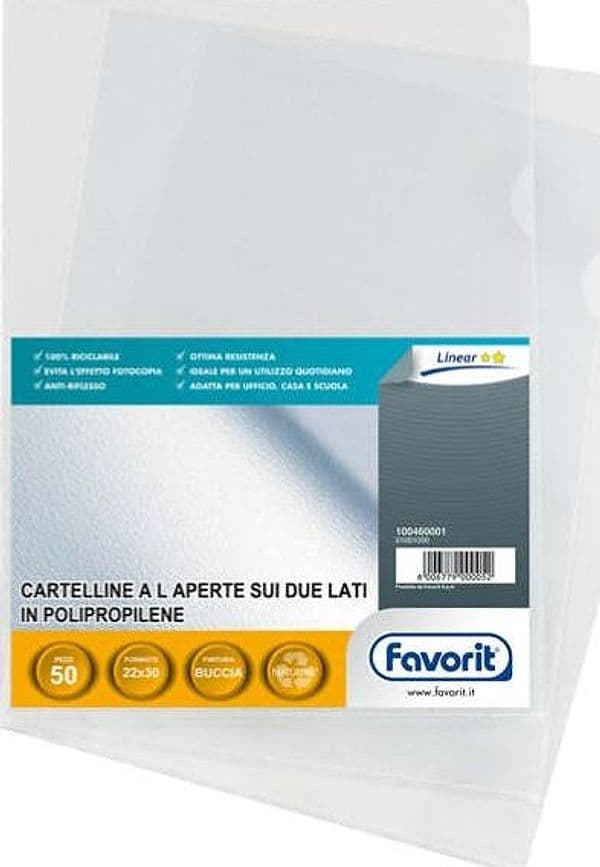 Cartelline a L Pratic - Linear - PPL - buccia - 22x30 cm - trasparente - Favorit - conf. 50 pezzi Cancelleria e prodotti per ufficio/Archivio ufficio e accessori per scrivania/Archivio ufficio/Cartelle/Cartelle portadocumenti Eurocartuccia - Pavullo, Commerciovirtuoso.it