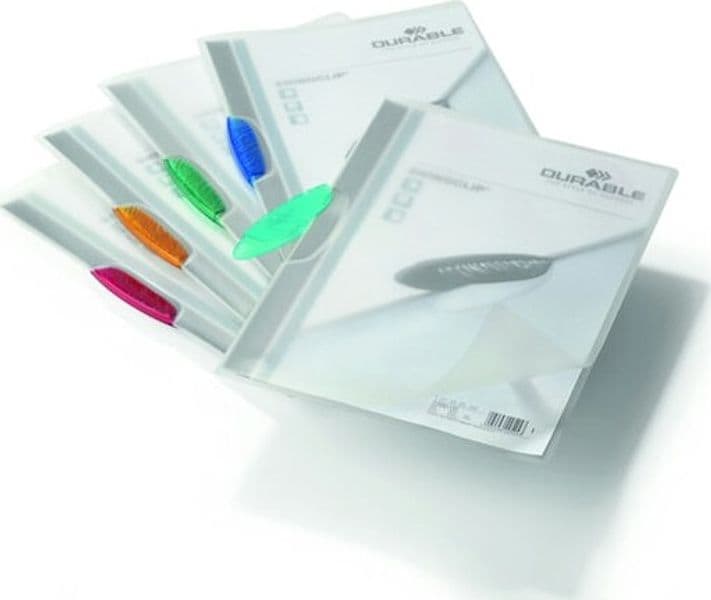 Cartelline con clip Swingclip - PPL - 22x31 cm - clip colorata - trasparente - Durable - conf. 5 pezzi Cancelleria e prodotti per ufficio/Archivio ufficio e accessori per scrivania/Archivio ufficio/Cartelle/Cartelle portaprogetti e cartelle a tasca Eurocartuccia - Pavullo, Commerciovirtuoso.it