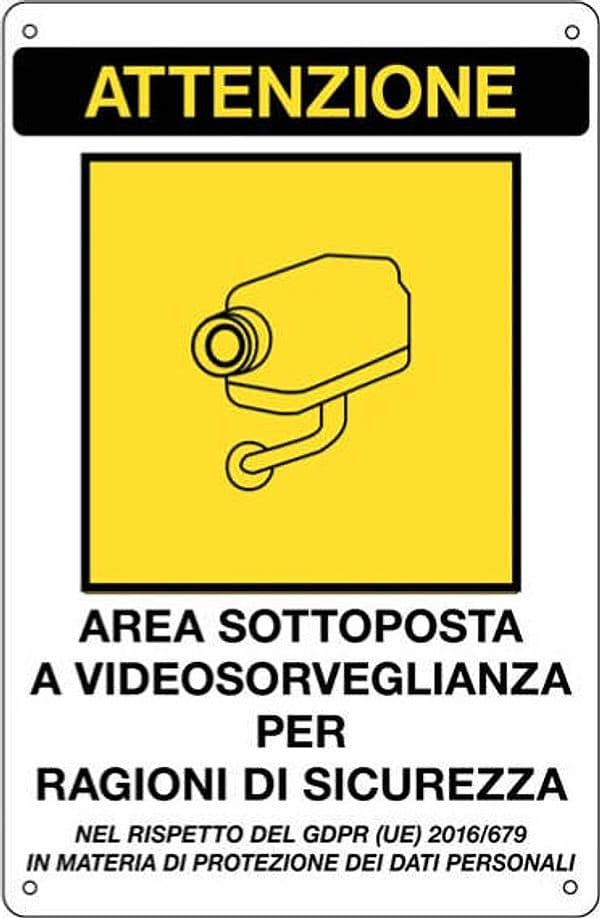 Cartello adesivo - AREA SOTTOPOSTA A VIDEOSORVEGLIANZA - 20x30 cm - Markin Fai da te/Ferramenta/Numeri civici targhe e cartelli/Targhe per il nome Eurocartuccia - Pavullo, Commerciovirtuoso.it