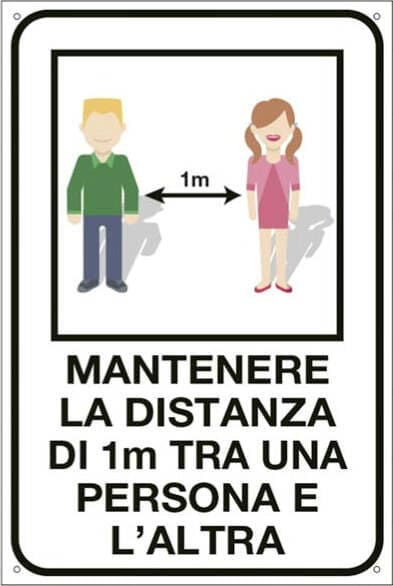 Cartello alluminio - ''Mantenere la distanza di 1 metro'' - 30x20 cm - Cartelli Segnalatori Fai da te/Sicurezza e protezione/Attrezzature per sicurezza sul lavoro/Segnaletica antinfortunistica Eurocartuccia - Pavullo, Commerciovirtuoso.it