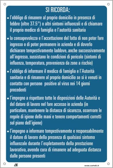 Cartello alluminio - ''Si ricorda che'' - 33 3x47 cm - Cartelli Segnalatori Fai da te/Sicurezza e protezione/Attrezzature per sicurezza sul lavoro/Segnaletica antinfortunistica Eurocartuccia - Pavullo, Commerciovirtuoso.it