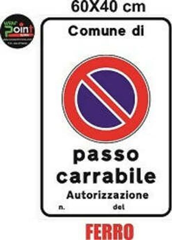 Cartello-Alluminio-Passo-Carrabile-4-Fori-Rispondente-Alle-Norme-Del-Codice-Della-Strada-Pellicola-Rifrangente-3m
