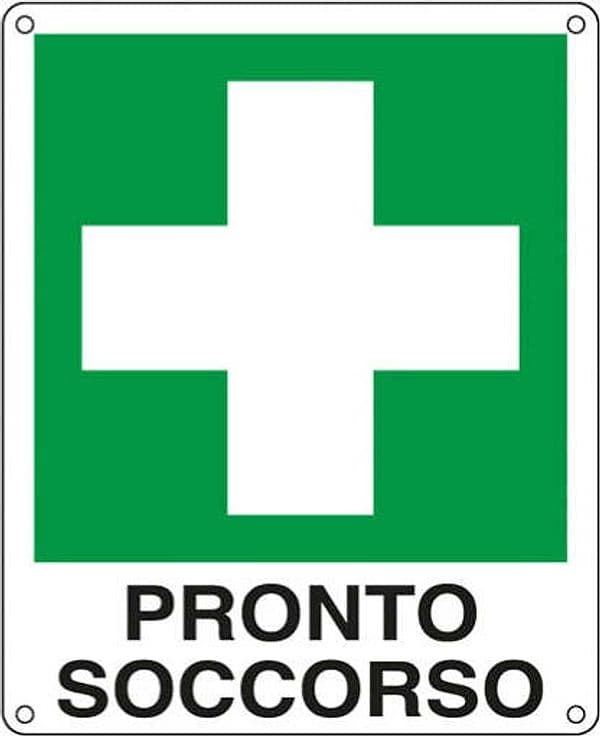Cartello segnalatore - 12x14 5 cm - PRONTO SOCCORSO - alluminio - Cartelli Segnalatori Fai da te/Sicurezza e protezione/Attrezzature per sicurezza sul lavoro/Segnaletica antinfortunistica Eurocartuccia - Pavullo, Commerciovirtuoso.it