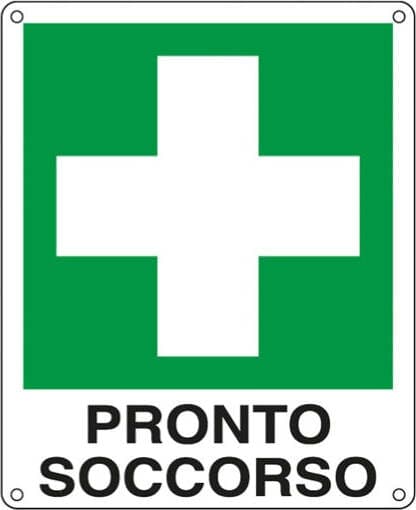 Cartello segnalatore - 12x14 5 cm - PRONTO SOCCORSO - alluminio - Cartelli Segnalatori Fai da te/Sicurezza e protezione/Attrezzature per sicurezza sul lavoro/Segnaletica antinfortunistica Eurocartuccia - Pavullo, Commerciovirtuoso.it