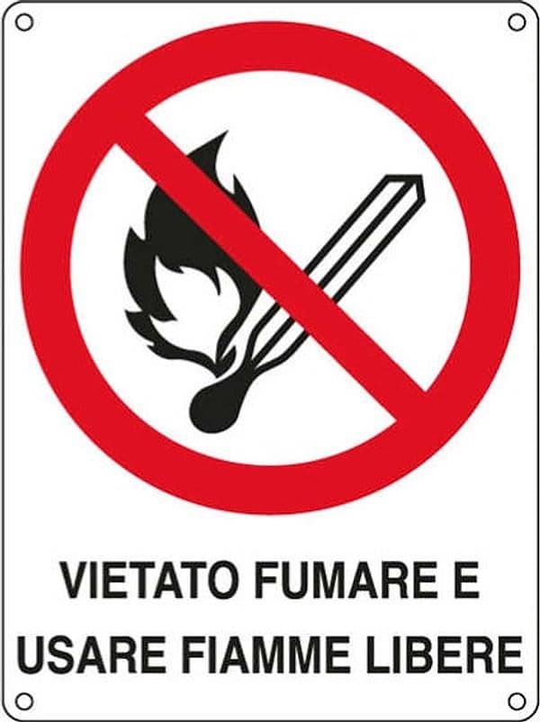 Cartello segnalatore - 16 6x23 3 cm - VIETATO FUMARE E USARE FIAMME LIBERE - alluminio - Cartelli Segnalatori Fai da te/Sicurezza e protezione/Attrezzature per sicurezza sul lavoro/Segnaletica antinfortunistica Eurocartuccia - Pavullo, Commerciovirtuoso.it