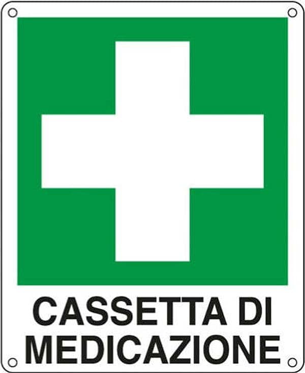Cartello segnalatore - 16x21 cm - CASSETTA DI MEDICAZIONE - alluminio - Cartelli Segnalatori Fai da te/Sicurezza e protezione/Attrezzature per sicurezza sul lavoro/Segnaletica antinfortunistica Eurocartuccia - Pavullo, Commerciovirtuoso.it
