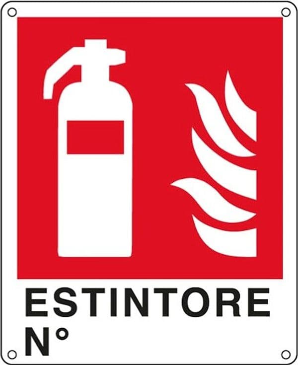 Cartello segnalatore - 25x31 cm - ESTINTORE N - alluminio - Cartelli Segnalatori Fai da te/Sicurezza e protezione/Attrezzature per sicurezza sul lavoro/Segnaletica antinfortunistica Eurocartuccia - Pavullo, Commerciovirtuoso.it