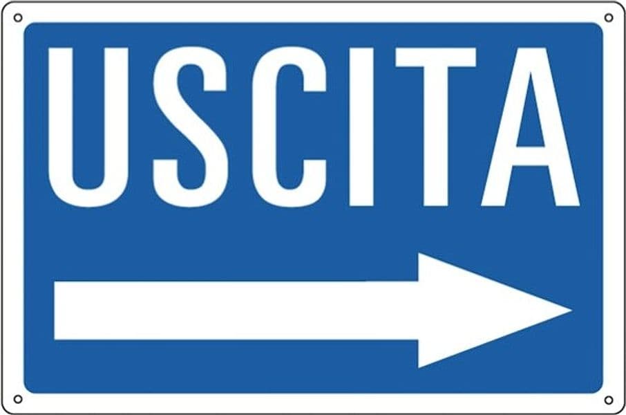 Cartello segnalatore - 30x20 cm - USCITA -- - alluminio - Cartelli Segnalatori Fai da te/Sicurezza e protezione/Attrezzature per sicurezza sul lavoro/Segnaletica antinfortunistica Eurocartuccia - Pavullo, Commerciovirtuoso.it