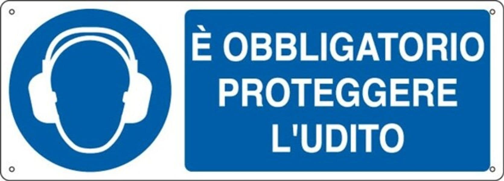 Cartello segnalatore - 35x12 5 cm - E' OBBLIGATORIO PROTEGGERE L'UDITO - alluminio - Cartelli Segnalatori Fai da te/Sicurezza e protezione/Attrezzature per sicurezza sul lavoro/Segnaletica antinfortunistica Eurocartuccia - Pavullo, Commerciovirtuoso.it