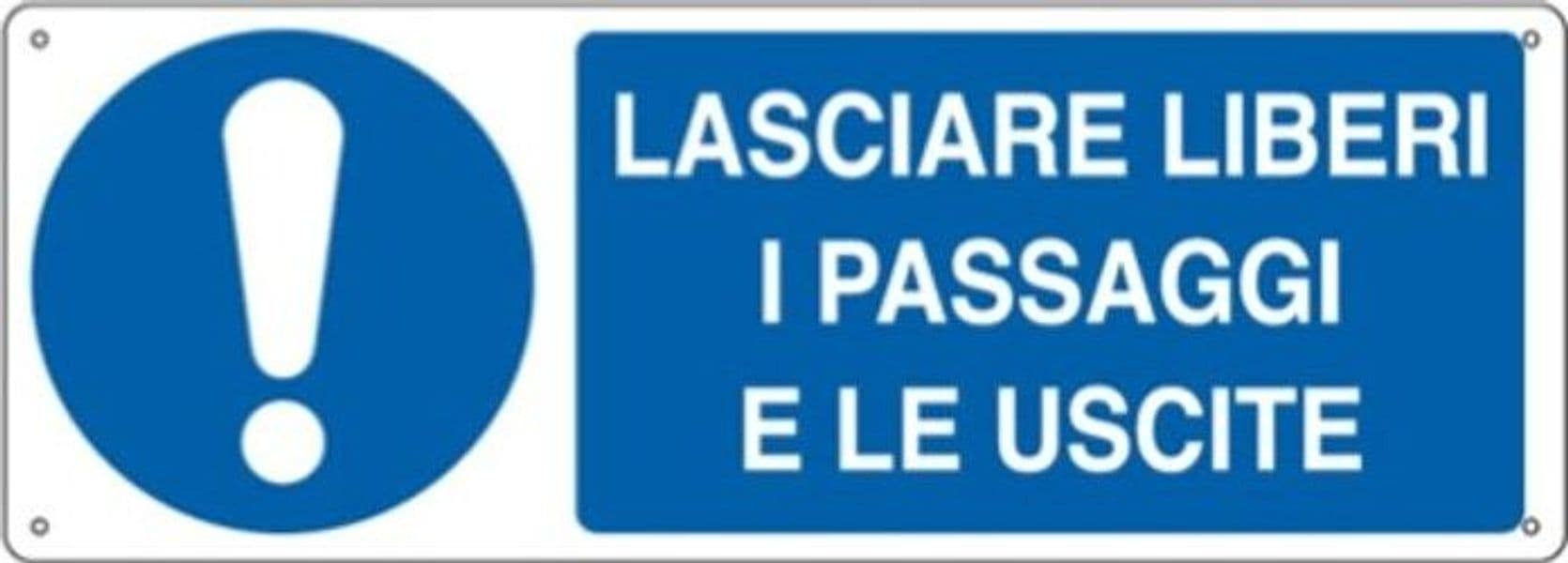 Cartello segnalatore - 35x12 5 cm - LASCIARE LIBERI I PASSAGGI E LE USCITE - alluminio - Cartelli Segnalatori Fai da te/Sicurezza e protezione/Attrezzature per sicurezza sul lavoro/Segnaletica antinfortunistica Eurocartuccia - Pavullo, Commerciovirtuoso.it
