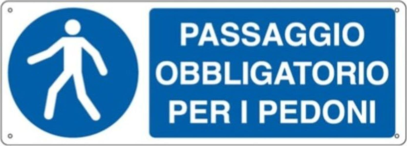 Cartello segnalatore - 35x12 5 cm -PASSAGGIO OBBLIGATORIO PER I PEDONI - alluminio - Cartelli Segnalatori Fai da te/Sicurezza e protezione/Attrezzature per sicurezza sul lavoro/Segnaletica antinfortunistica Eurocartuccia - Pavullo, Commerciovirtuoso.it