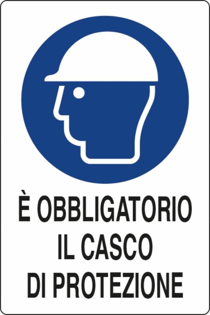 Cartello segnaletica "obbligatorio casco di protezione" 30x20 confezione da 3 pezzi in Segnaletica antinfortunistica GardenStore - Novellara, commercioVirtuoso.it