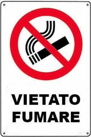 CARTELLO VIETATO FUMARE SEGNALETICA DIREZIONALE SICUREZZA AVVERTIMENTO PLASTIFICATO