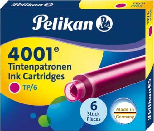 Cartucce inchiostro 4001 (TP-6) - lunghezza 39mm - rosa - Pelikan - conf. 6 pezzi Cancelleria e prodotti per ufficio/Penne matite scrittura e correzione/Penne e ricariche/Penne stilografiche Eurocartuccia - Pavullo, Commerciovirtuoso.it