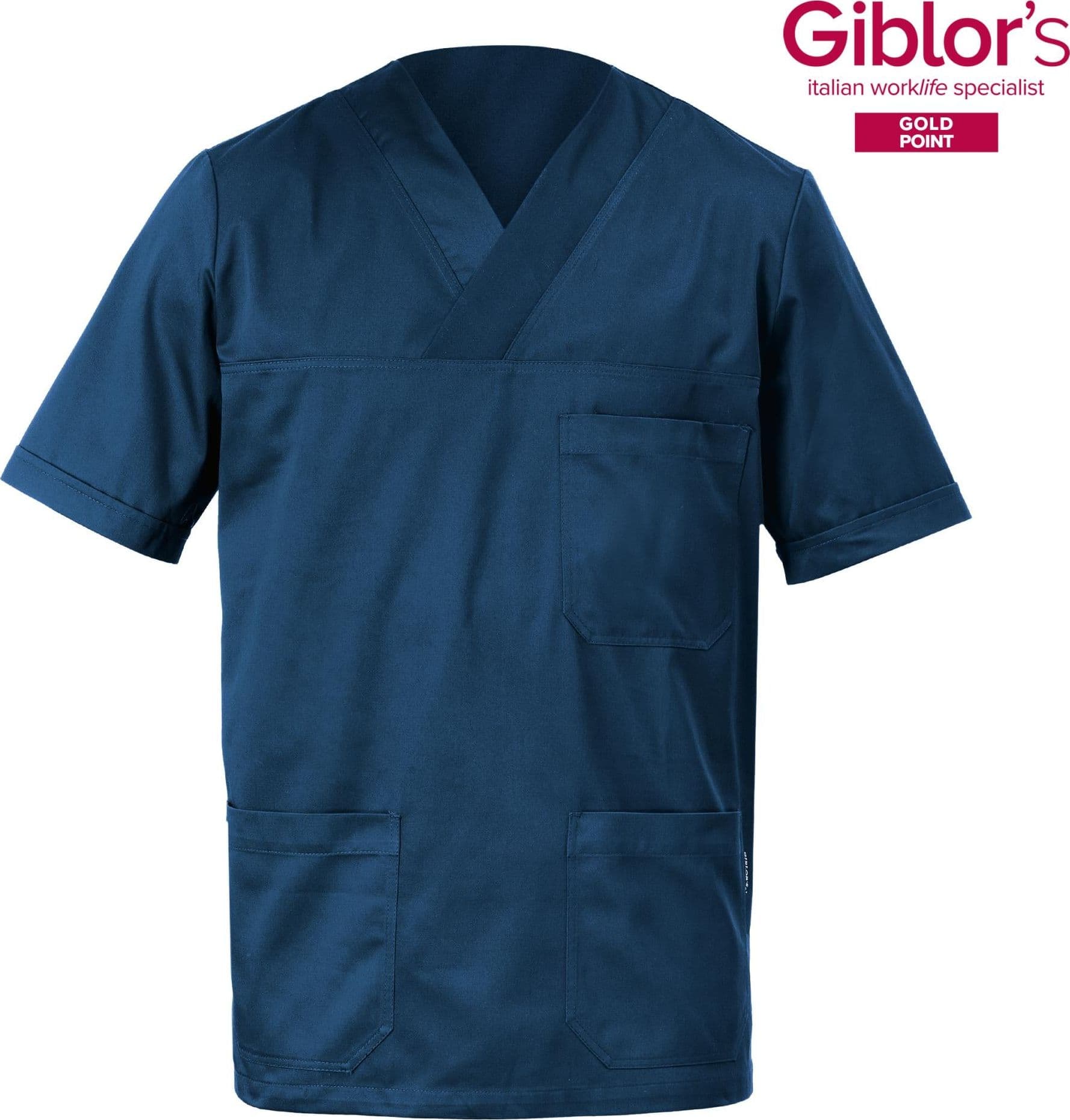 Casacca a V Alberto Blu Manica Corta Tessuto Satin Uomo Medico Farmacista Dentista Infermiere in Uniformi sanitarie - giacche Dresswork - Como, commercioVirtuoso.it