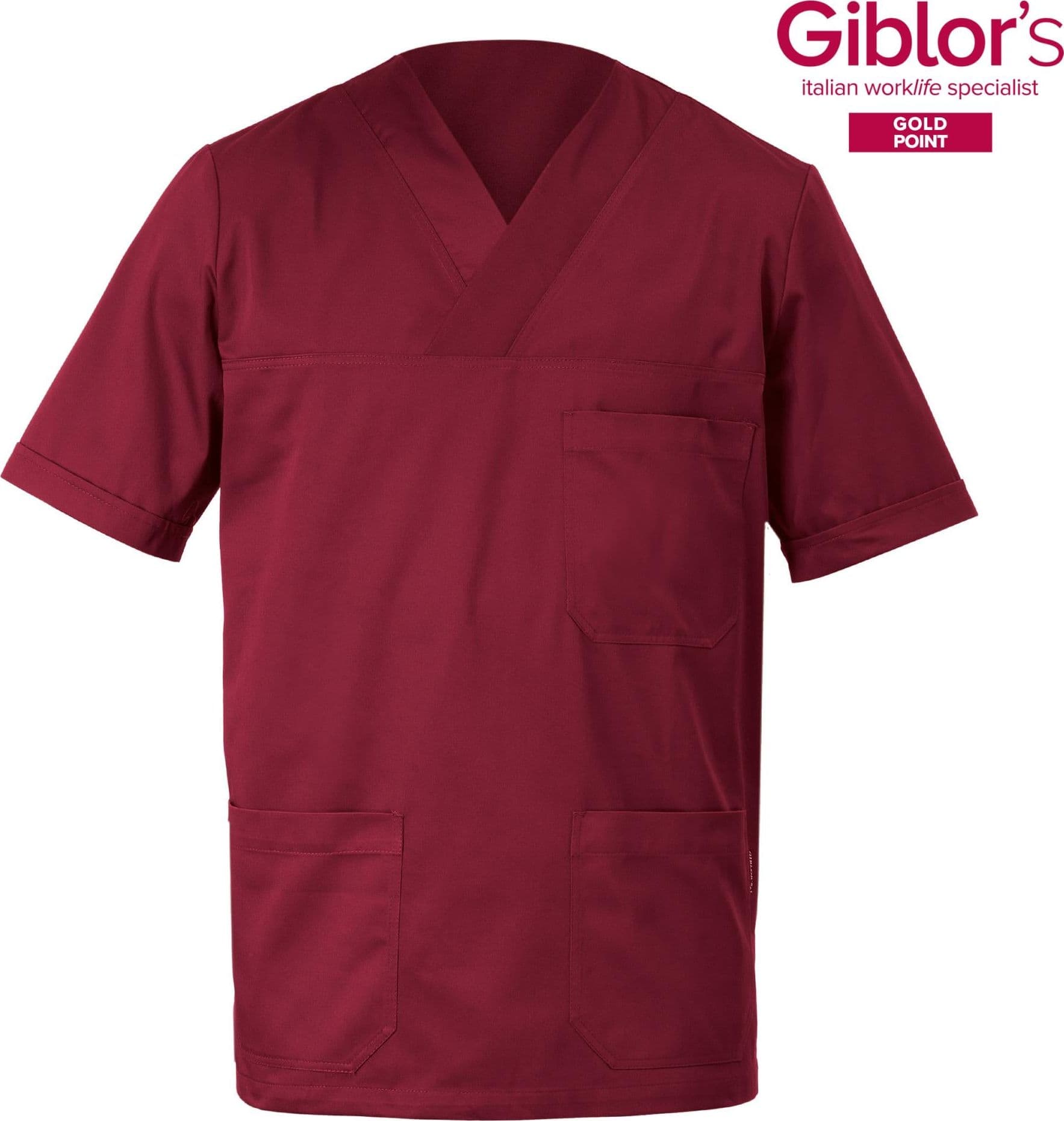 Casacca a V Alberto Bordeaux Manica Corta Tessuto Satin Uomo Medico Farmacista Dentista Infermiere in Uniformi sanitarie - giacche Dresswork - Como, commercioVirtuoso.it