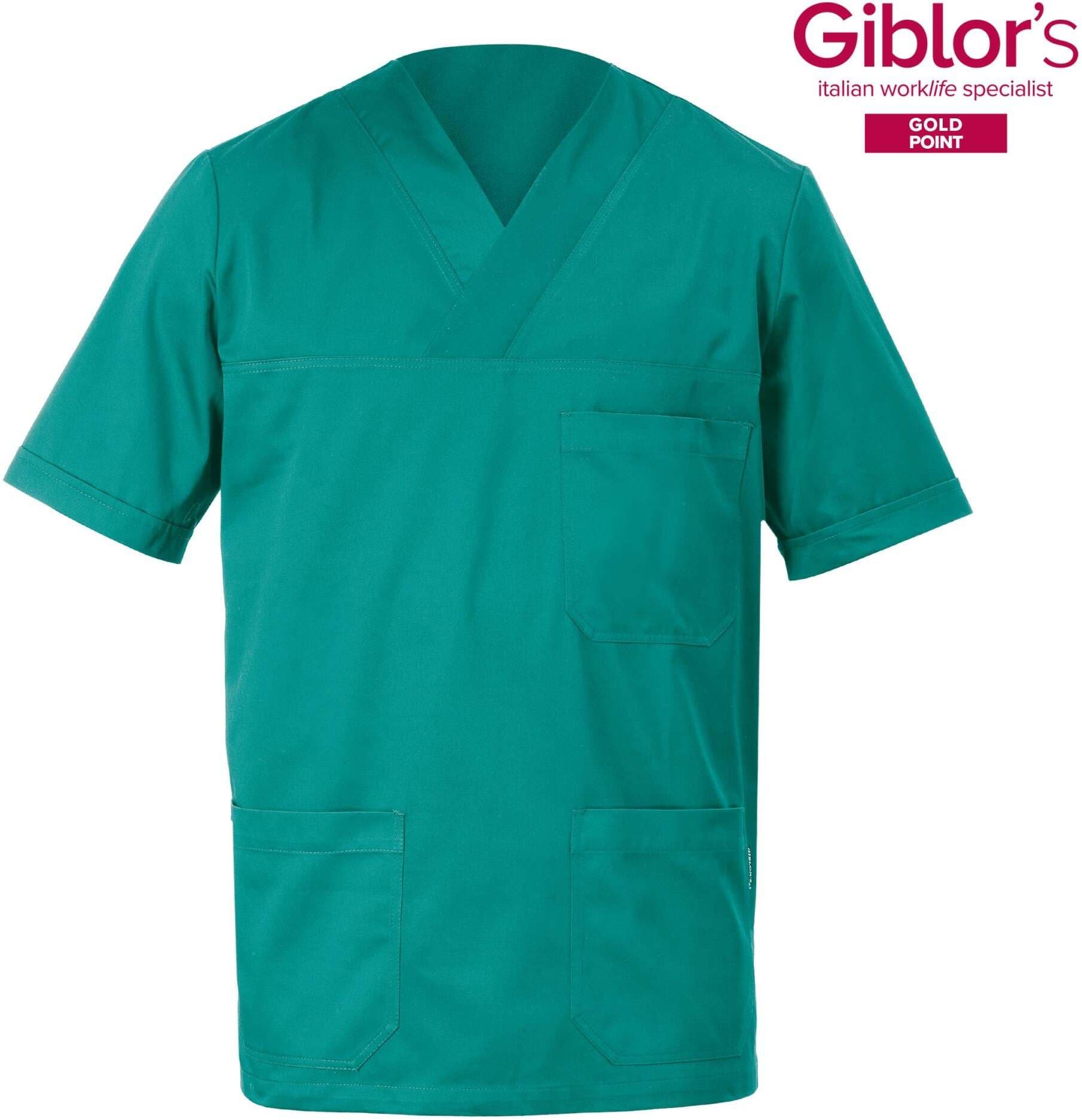 Casacca a V Alberto Verde Manica Corta Tessuto Satin Uomo Medico Farmacista Dentista Infermiere in Uniformi sanitarie - giacche Dresswork - Como, commercioVirtuoso.it